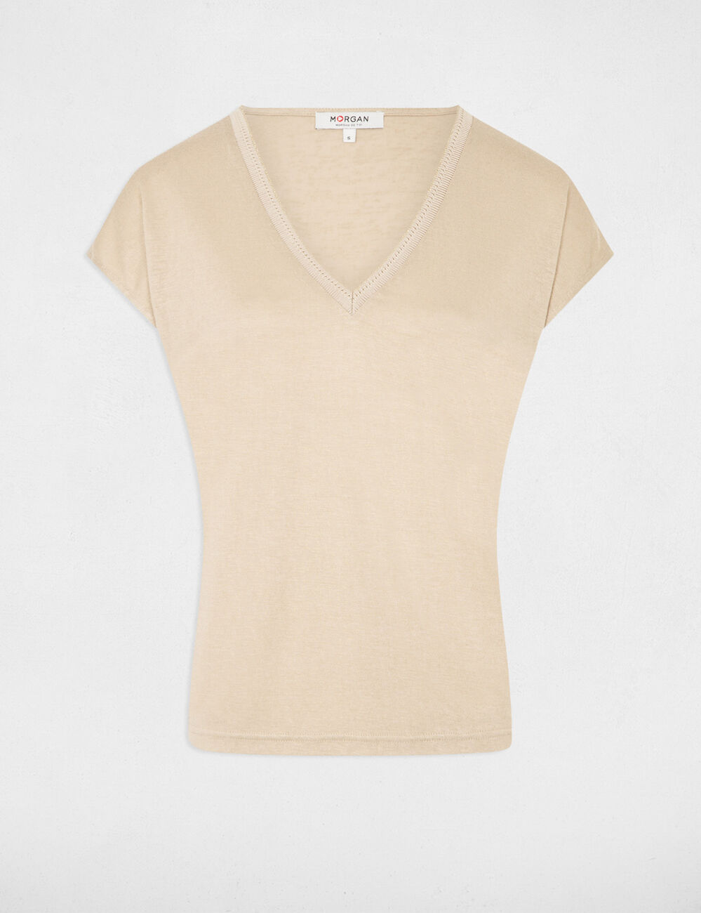 T-shirt met korte mouwen zand vrouw