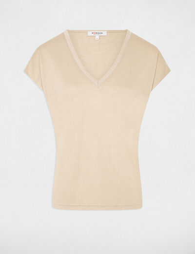 T-shirt met korte mouwen zand vrouw