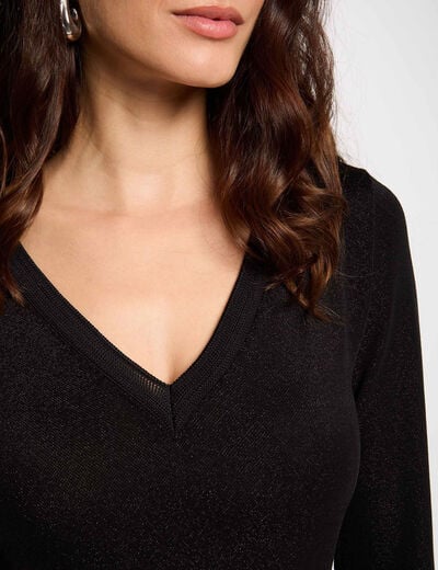 T-shirt met 3/4 mouwen zwart vrouw