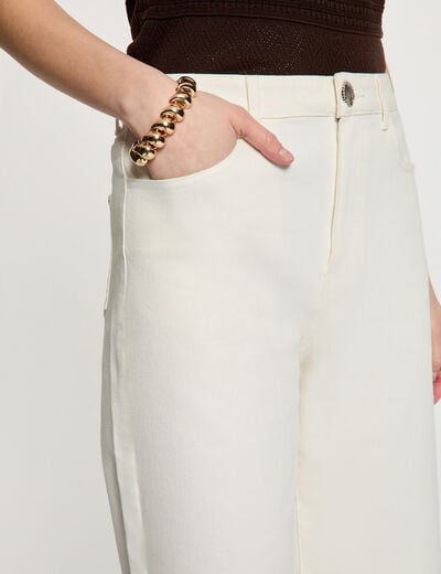 Pantacourt large taille haute blanc femme