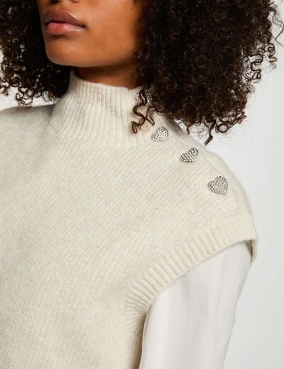 Pull sans manches ivoire femme