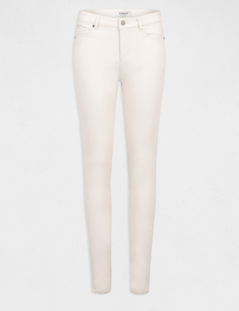 Pantalon slim taille standard ivoire femme