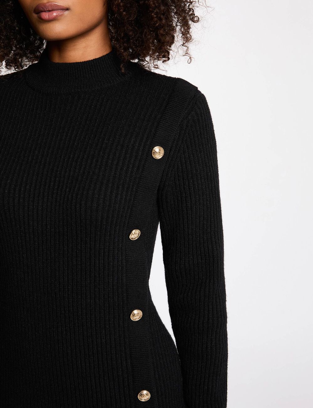 Robe courte col rond noir femme