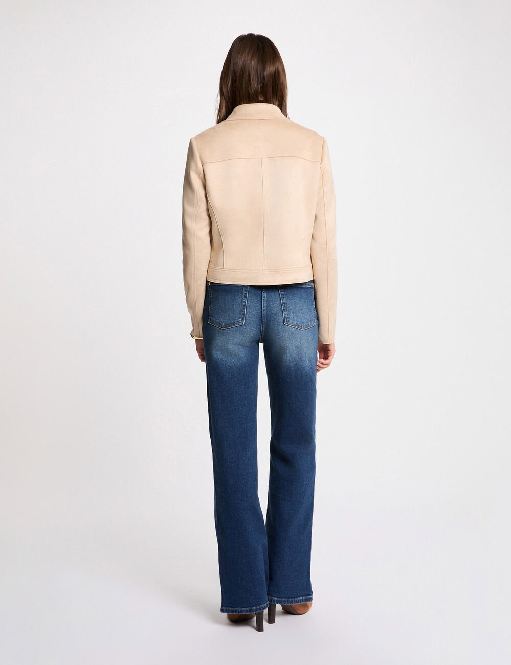 Kort suèdine jack marron clair vrouw