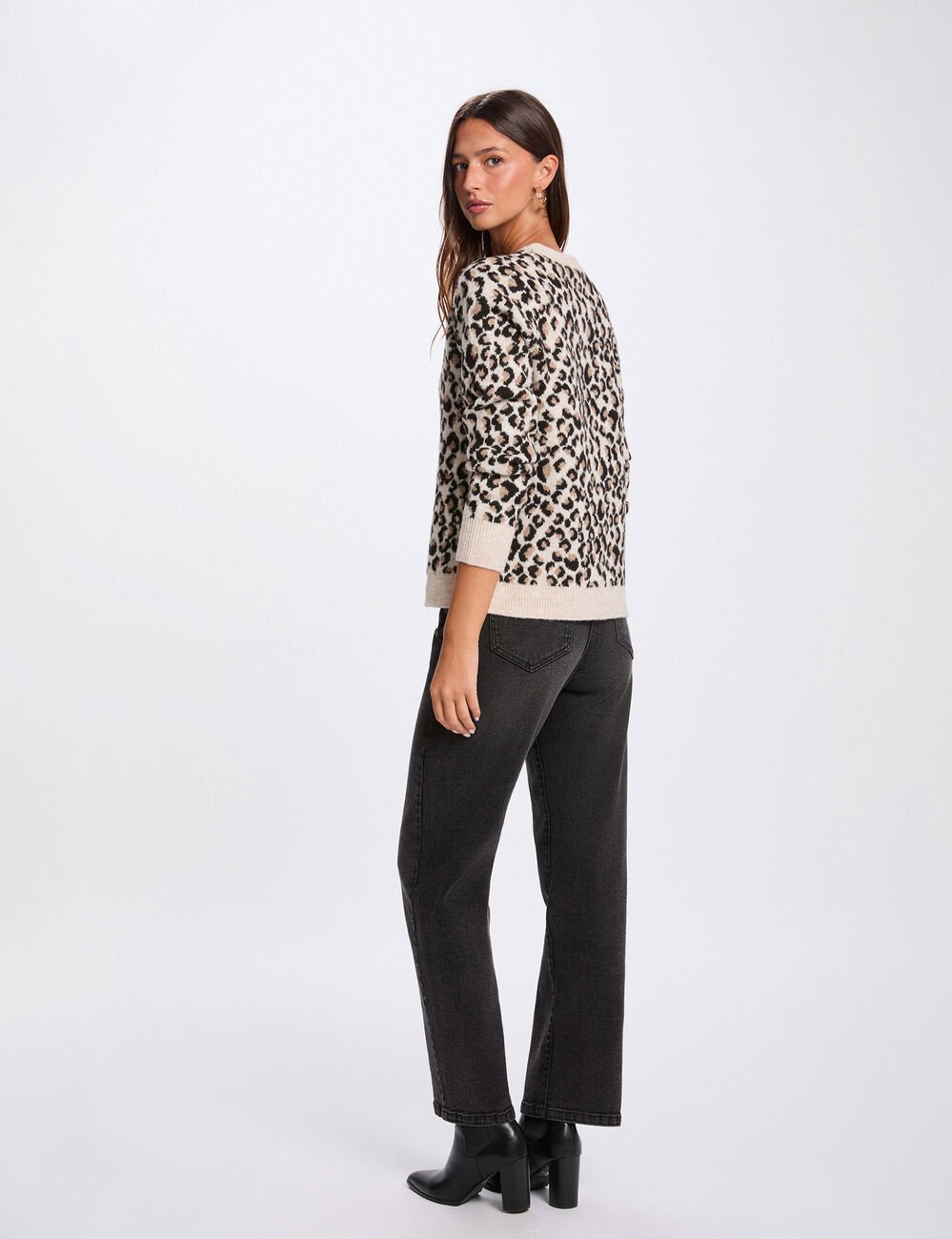 Pull épais col rond multicolore femme