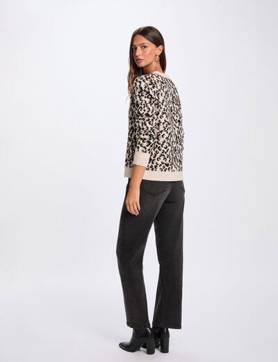 Pull épais col rond multicolore femme