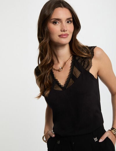 T-shirt met korte mouwen zwart vrouw
