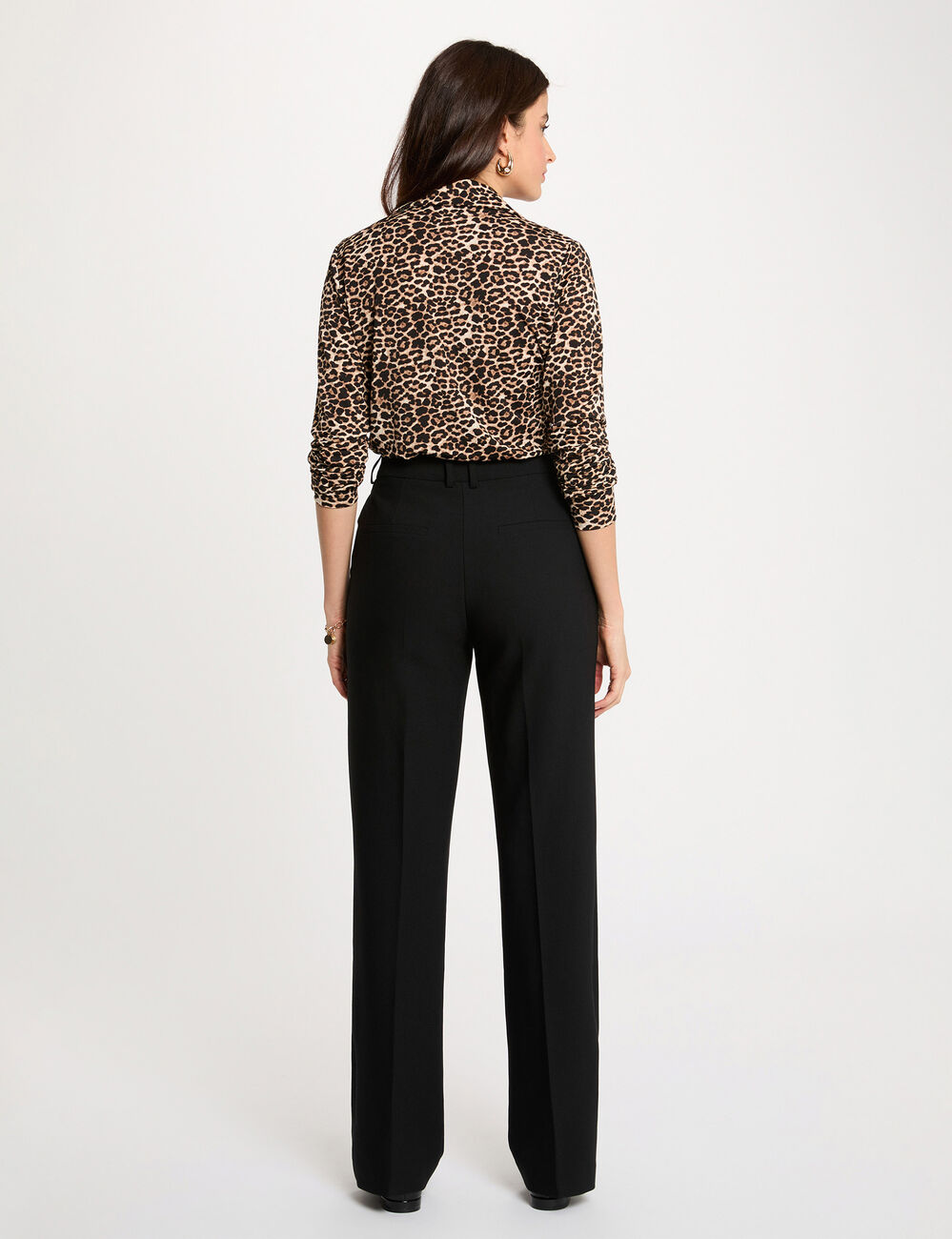 Chemise droite col à revers multicolore femme