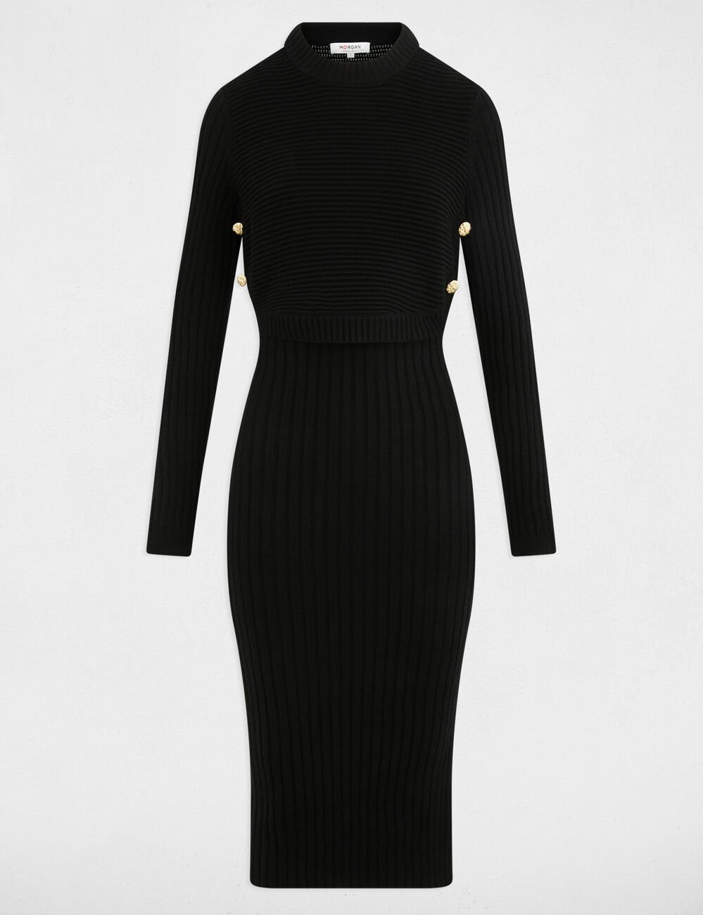 Getailleerde gebreide jurk zwart vrouw