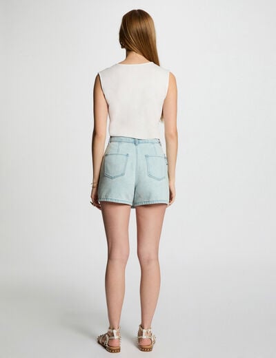 Mouwloze tanktop helder wit vrouw