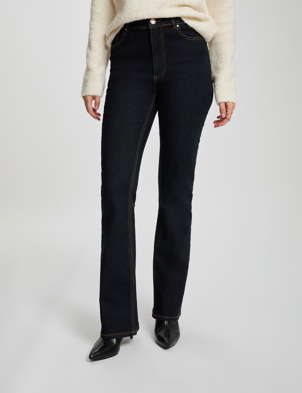 Jean bootcut taille haute denim brut femme