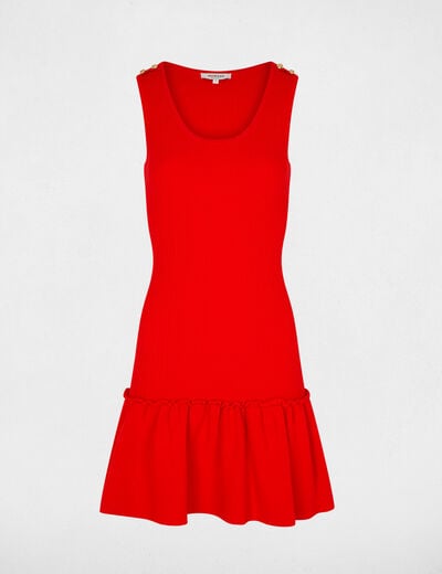 Robe tricot cintr&eacute;e rouge vif femme