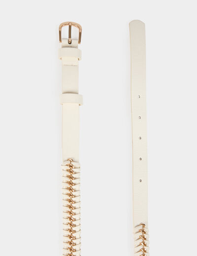 Ceinture tressée chaîne blanc femme