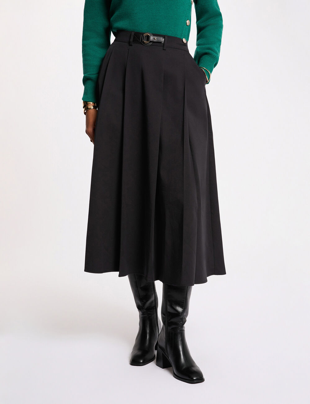 Uitlopende rok met hoge taille zwart vrouw