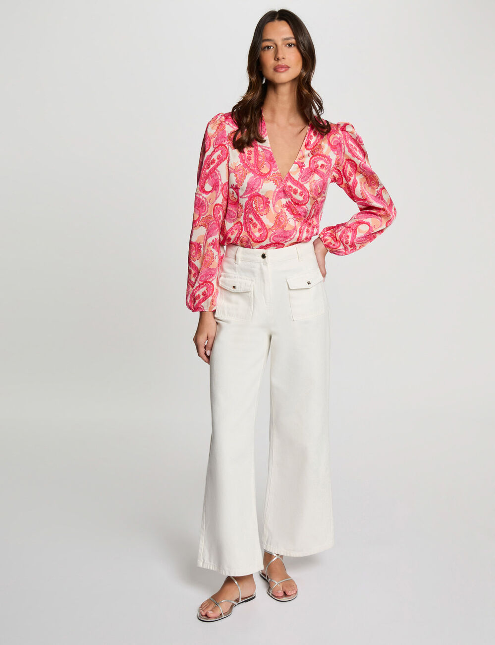 Blouse met lange mouwen meerkleurig vrouw