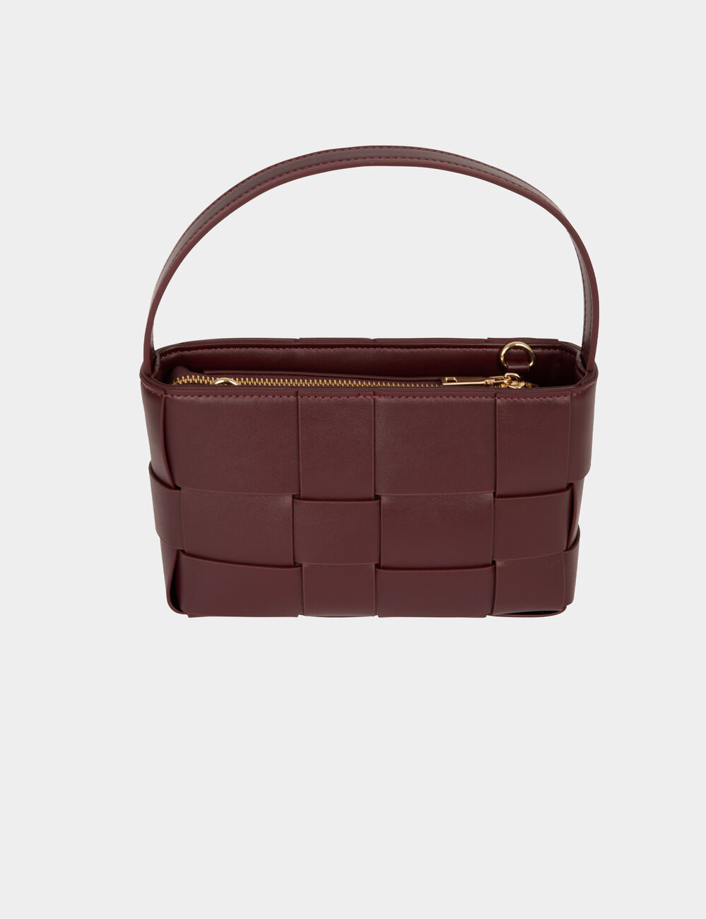 Gevlochten tas van imitatieleer bordeaux vrouw