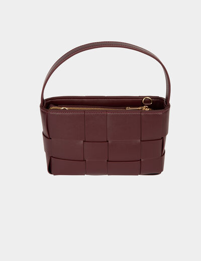 Gevlochten tas van imitatieleer bordeaux vrouw