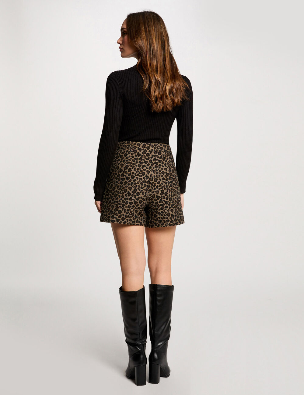 Rechte short met luipaardprint meerkleurig vrouw