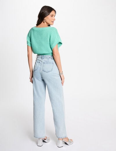 Pull manches courtes vert émeraude femme