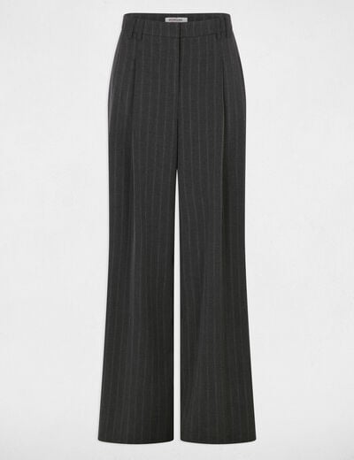Pantalon large taille haute denim gris fonce femme
