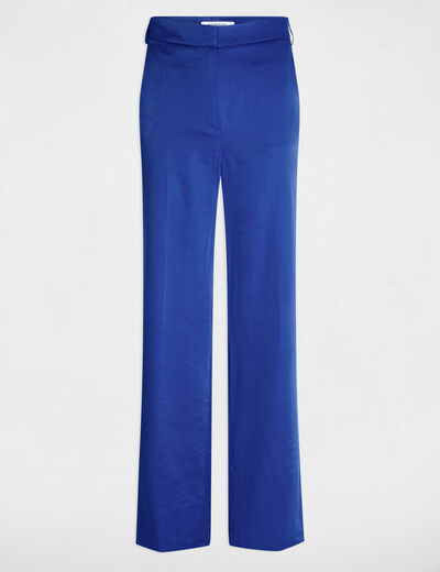 Pantalon droit fluide bleu electrique femme