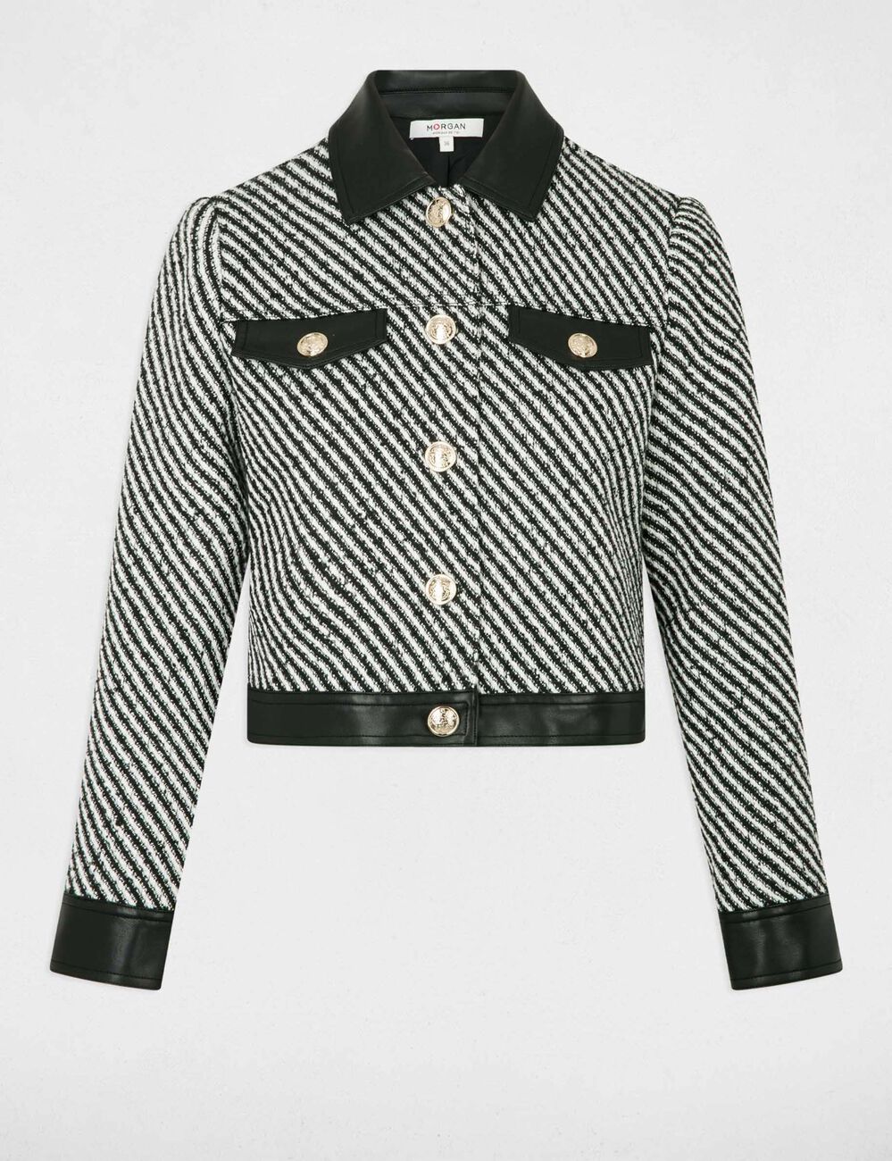 Veste ajustée tweed noir femme
