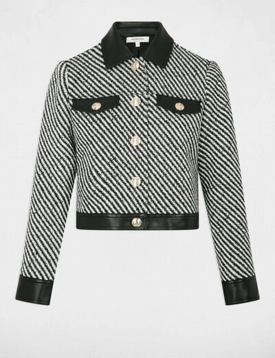 Getailleerd tweed jasje zwart vrouw