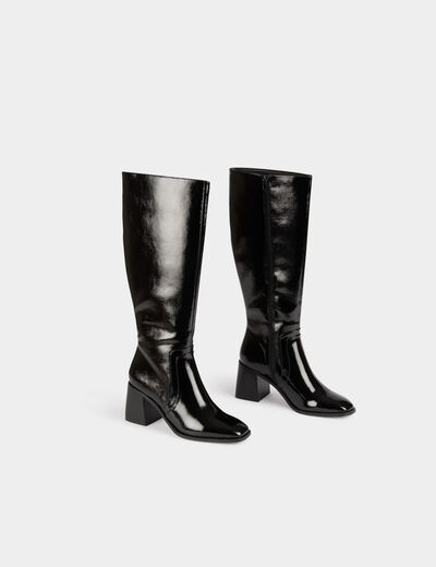 Bottes vernies à talons noir femme