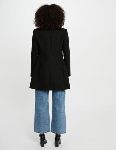 Manteau mi-long avec boutons noir femme