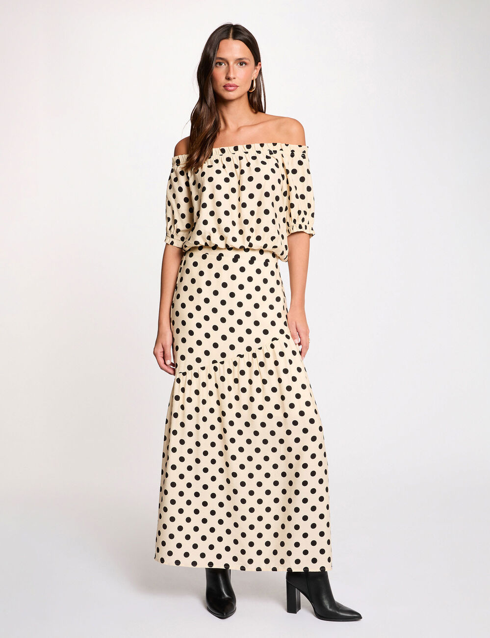 Vloeiende bardot-top meerkleurig vrouw