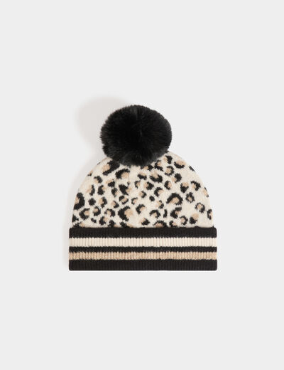 Bonnet imprimé léopard multicolore femme