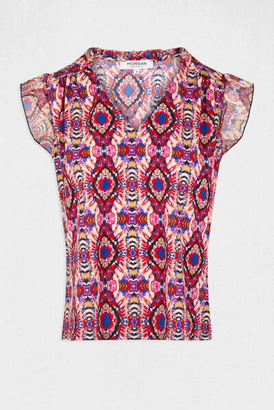 Bedrukt T-shirt met korte mouwen veelkleurig vrouw