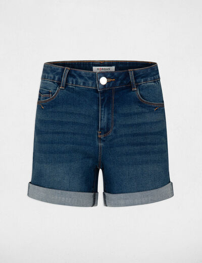 Rechte denim short stone washed denim vrouw
