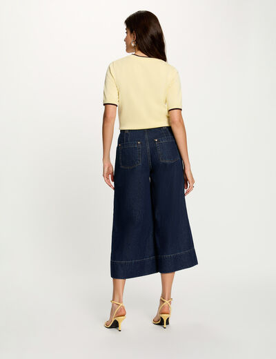 Bermuda taille haute bleu femme