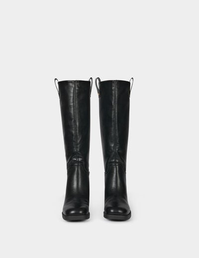 Botte à talon similicuir noir femme