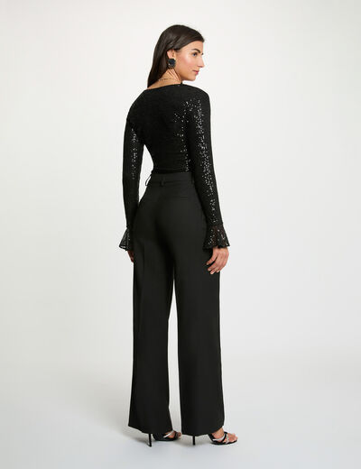 Getailleerd V-hals T-shirt zwart vrouw