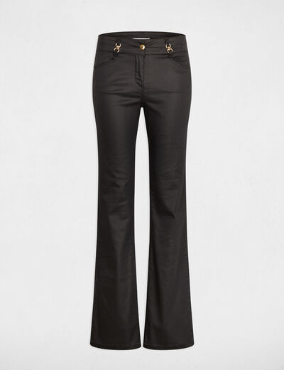 Pantalon bootcut enduit noir femme
