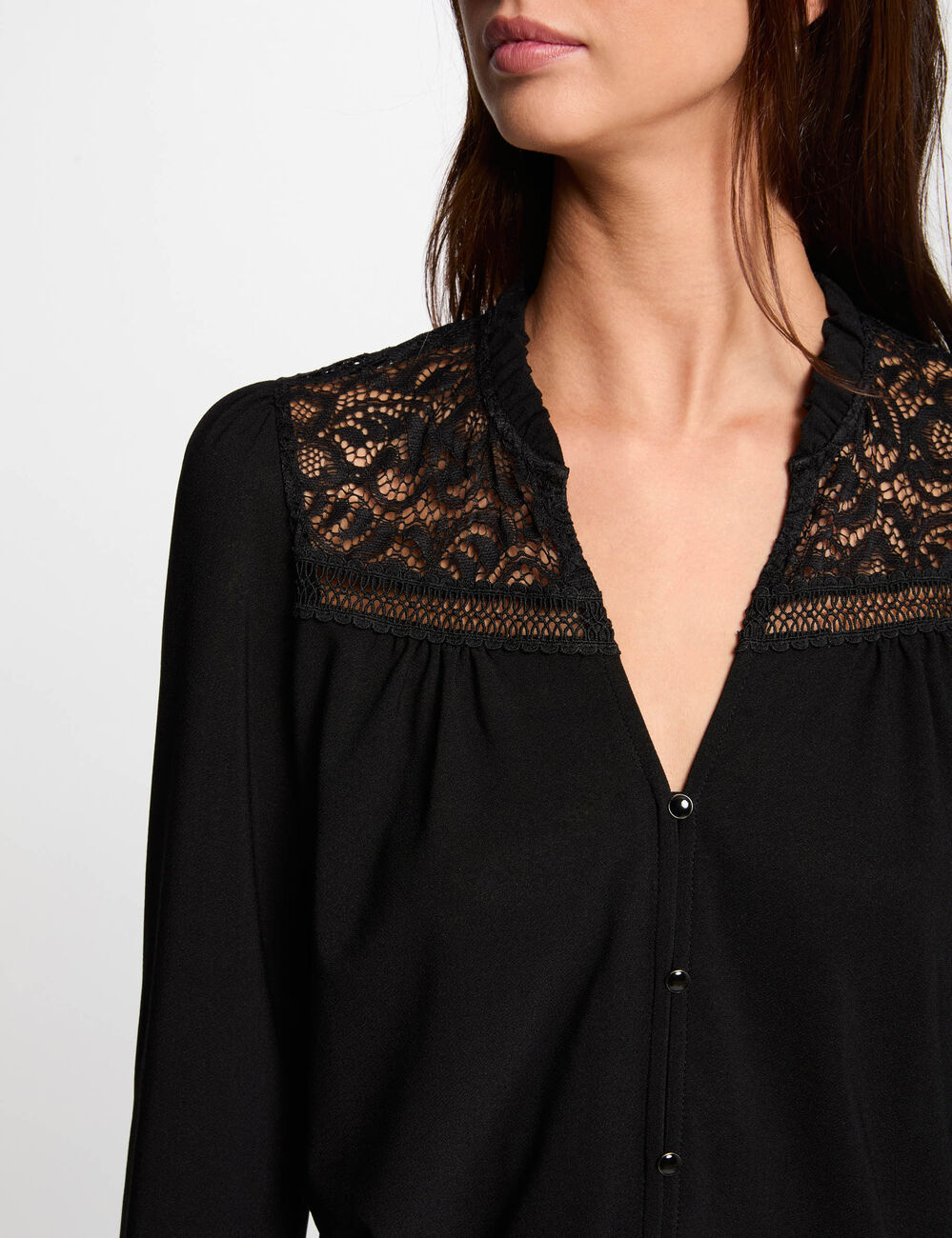 T-shirt met lange mouwen zwart vrouw
