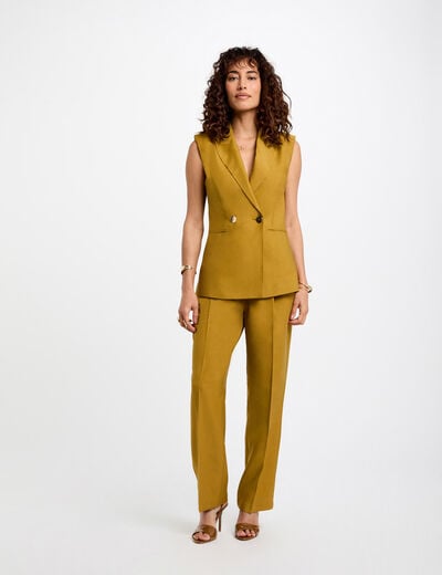 Carrot fit broek met plooien brons vrouw