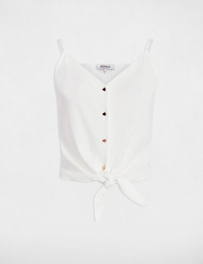 Tanktop met fijne bandjes helder wit vrouw