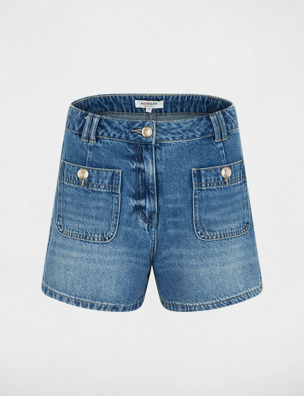 Strakke jeansshort stone washed denim vrouw