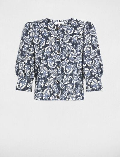 Veste manches bouffantes bleu femme