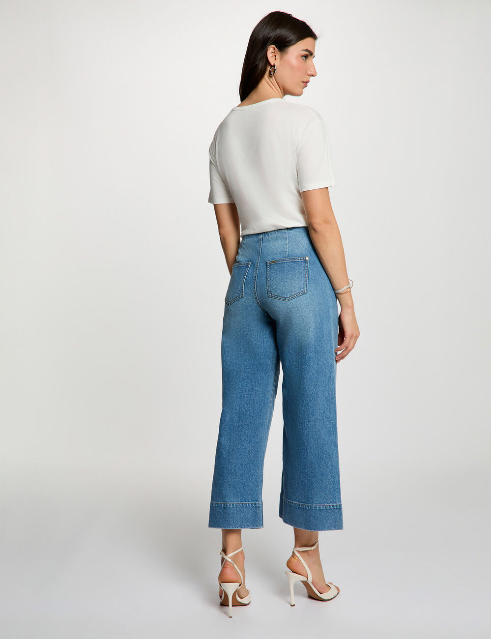 T-shirt met ronde hals en print helder wit vrouw