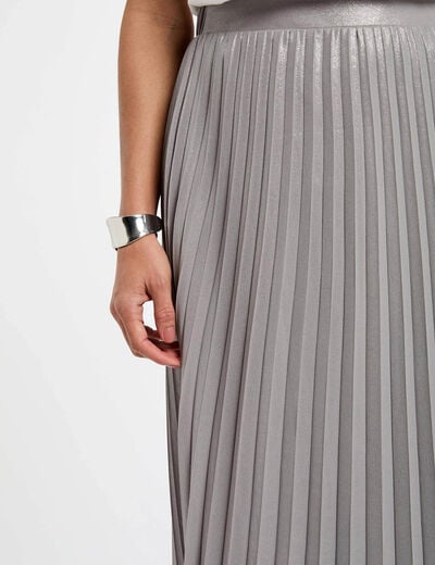 Geplooide lange rok couleur argent vrouw