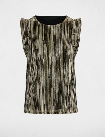 Mouwloze geplooide top goudgeel vrouw