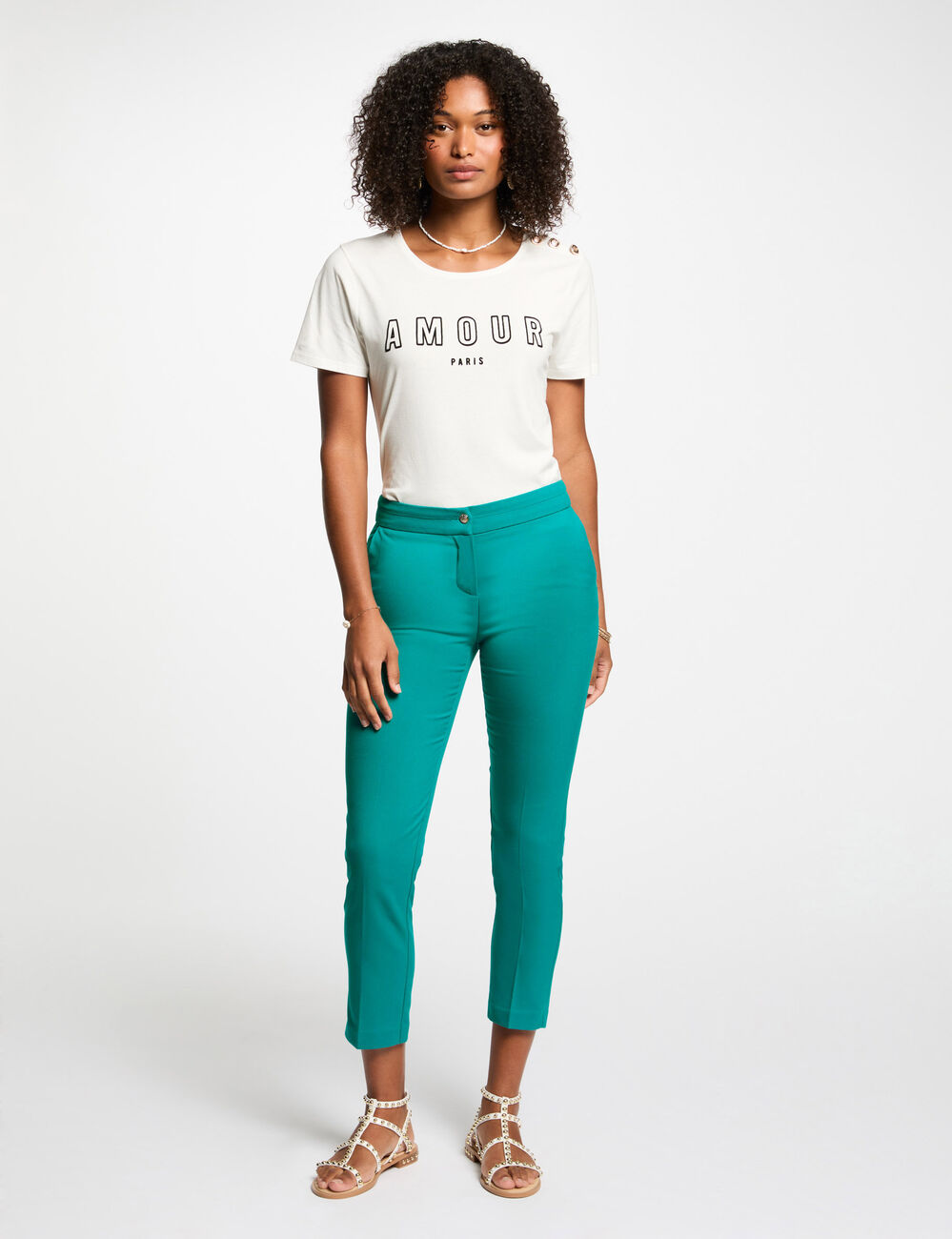 Cigarette broek 7/8 turkooisblauw vrouw
