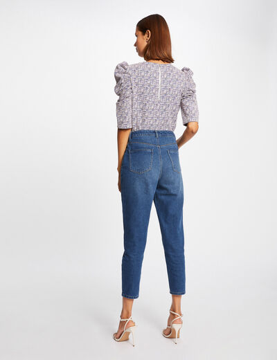 Rechte jeans hoge taille 7/8 jean stone vrouw