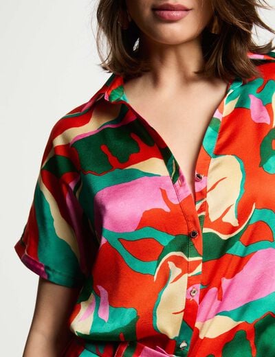 Chemise manches courtes multicolore femme
