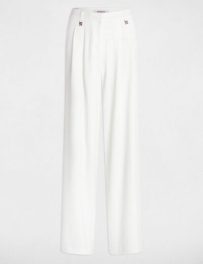 Pantalon large fluide blanc femme