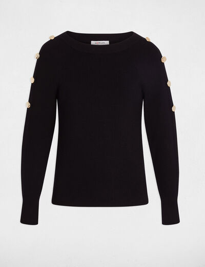 Pull col bateau noir femme